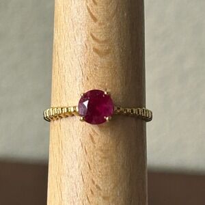 Ring Red Ruby Joseph Esposito Vintage Style Round Solitaire Gold Filled Size 8.5